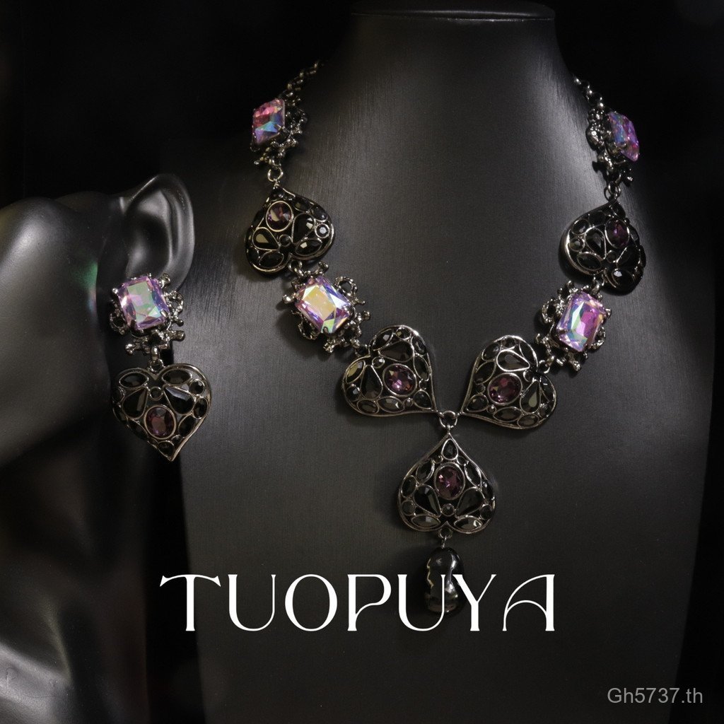 สร้อยคอมุกและจี้สไตล์ราชสำนักหู, ชุดเครื่องประดับแก้วสี Retro ASQ6