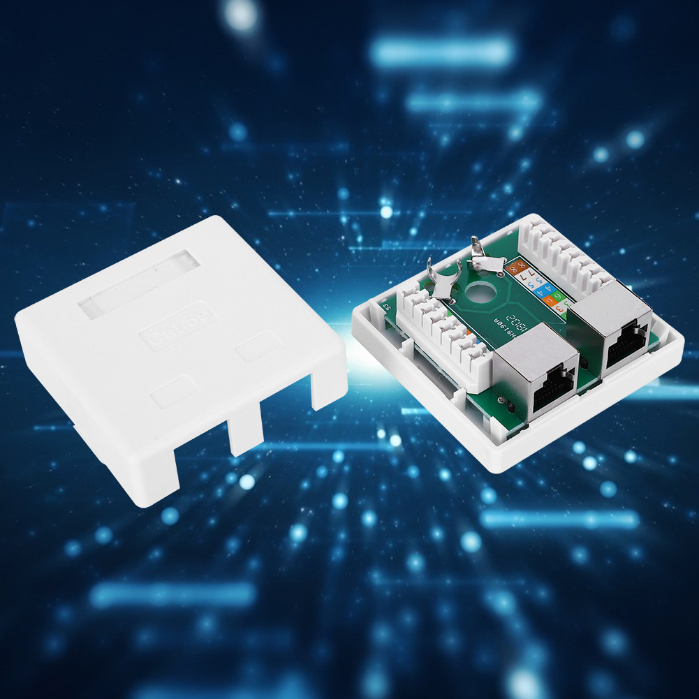 Xstudio-TH Super 5 RJ458P8C Wall Connector JUNCTION ADAPTER 2 พอร์ตสายต่อขยายกล่องพื้นผิวแจ็คสีขาวสำ