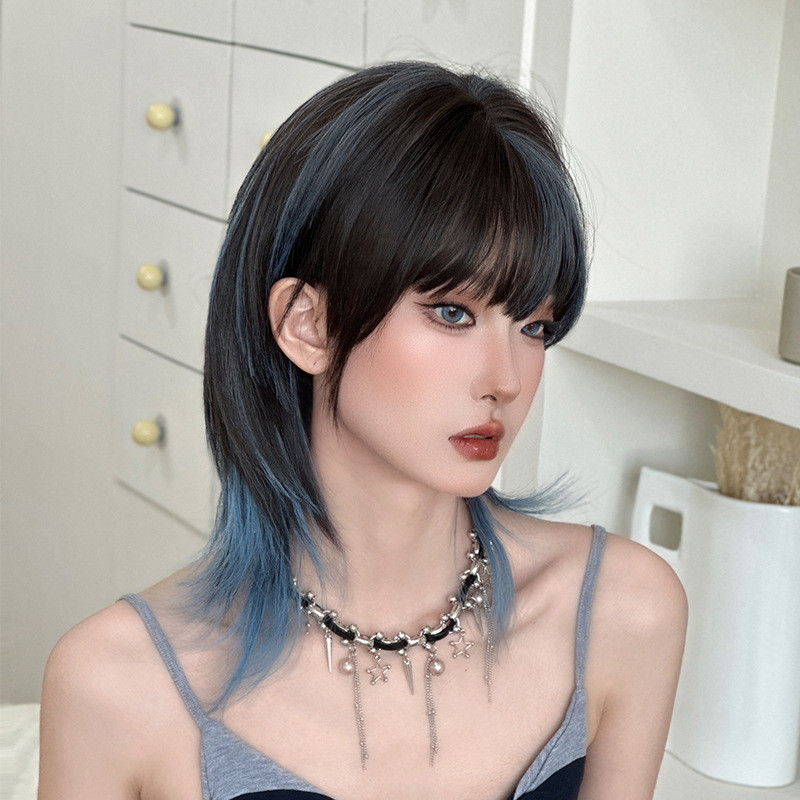 Cross-border Bestseller Wolf Cut Layered Mullet Volume Boost - ผมสังเคราะห์ที่สมจริง, ความยาวไหล่อเน