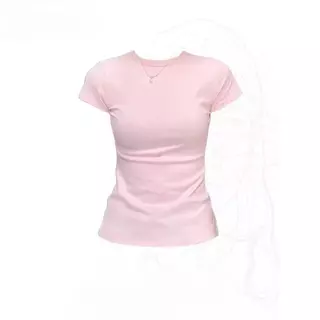 เสื้อยืดแขนสั้น คอกลม สีชมพู สำหรับผู้หญิง ใส่หน้าร้อน สไตล์ชิค ทรงสลิมฟิต อเนกประสงค์ เสื้อท่อนล่าง