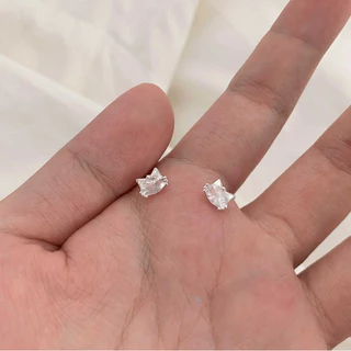 ต่างหูเงิน 925 เงาแมว การออกแบบมินิการ์ตูน เรียบง่ายสำหรับผู้หญิง