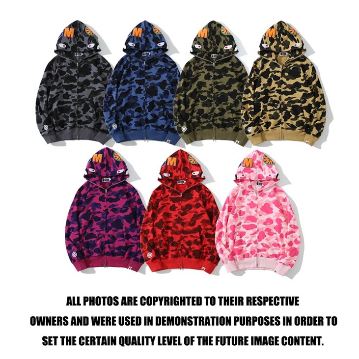 สต็อกพร้อม! แฟชั่น Bape คลาสสิก ลายพรางซิปเสื้อคลุม สำหรับไซส์ M-3XL