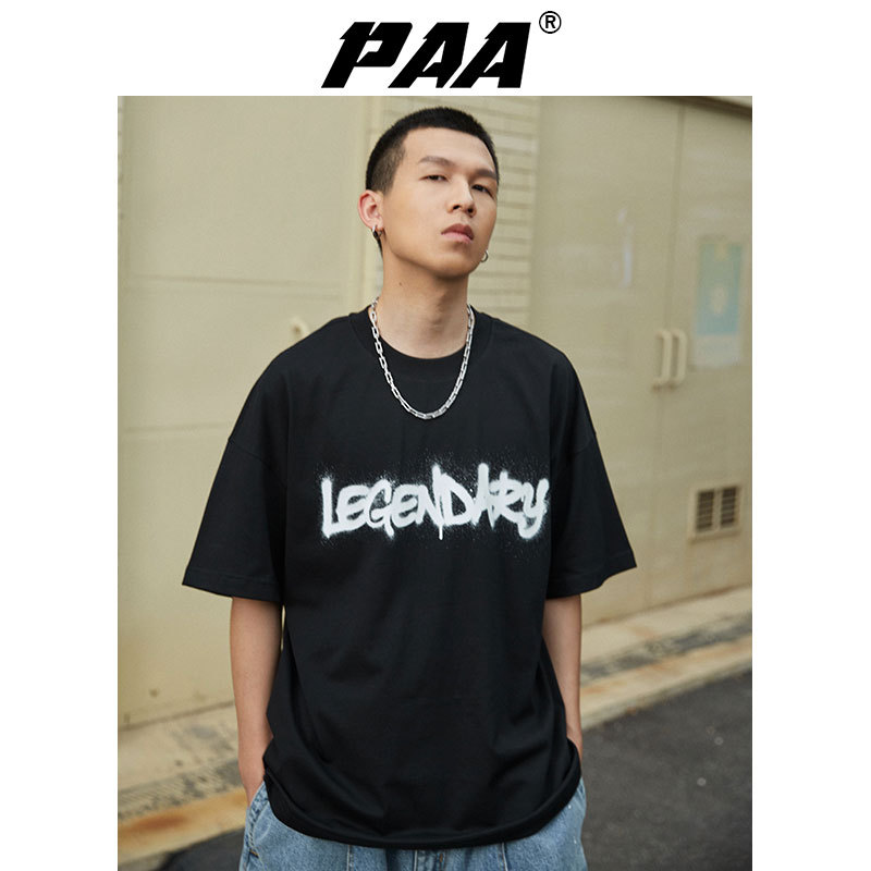 PAA Letter พิมพ์รอบคอดีไซน์ใหม่ สำหรับผู้ชายและผู้หญิง ผ้าฝ้ายแท้ สไตล์สบายๆ เหมาะสำหรับฤดูร้อน