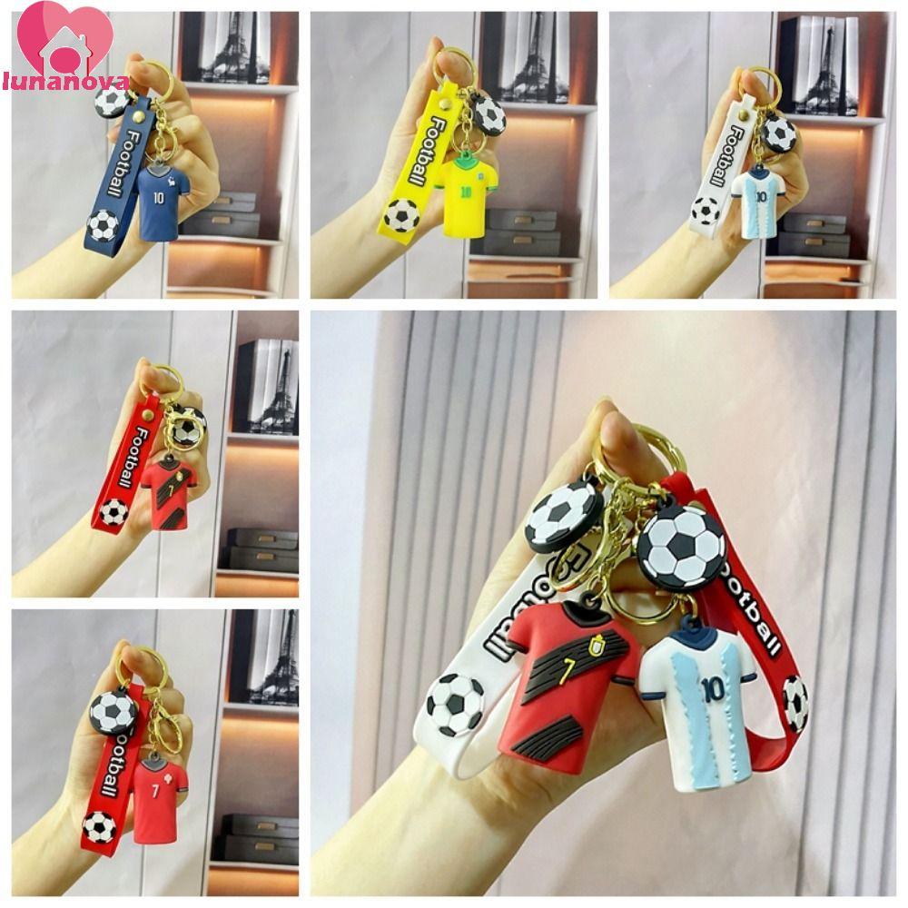 LUNANOVA Soccer Star Jersey Kerying, Mbappe Neymar Football Players Jersey Keychain, Car Key Holder 