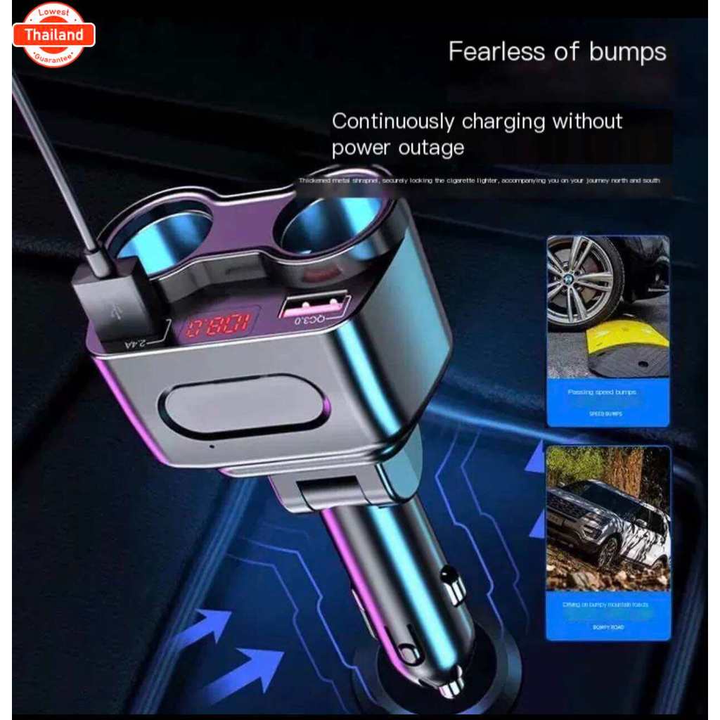 AL5002 D-24 D-23 ตัวเพิ่มช่องจุดุหรี่ 2 ช่อง 1:3 และช่องเสียที่ชาร์จแตในรถยนต์ USB 3.1A 2 Port