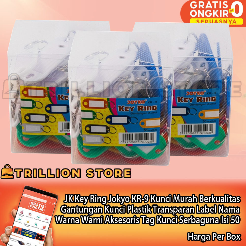 GANTUNGAN JK Key Ring Jokyo KR-9 Quality Key พวงกุญแจพลาสติกใสชื่อสีสันสดใสแท็กกุญแจอเนกประสงค์อุปกร