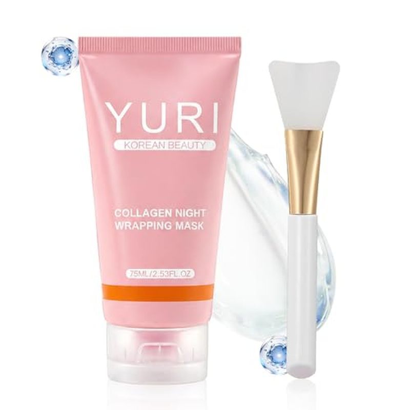 YURI Collagen Mask, Collagen Night Wrapping Peel-Off Mask, Hydrating & มาส์กหน้ากระชับข้ามคืน, สกินแ