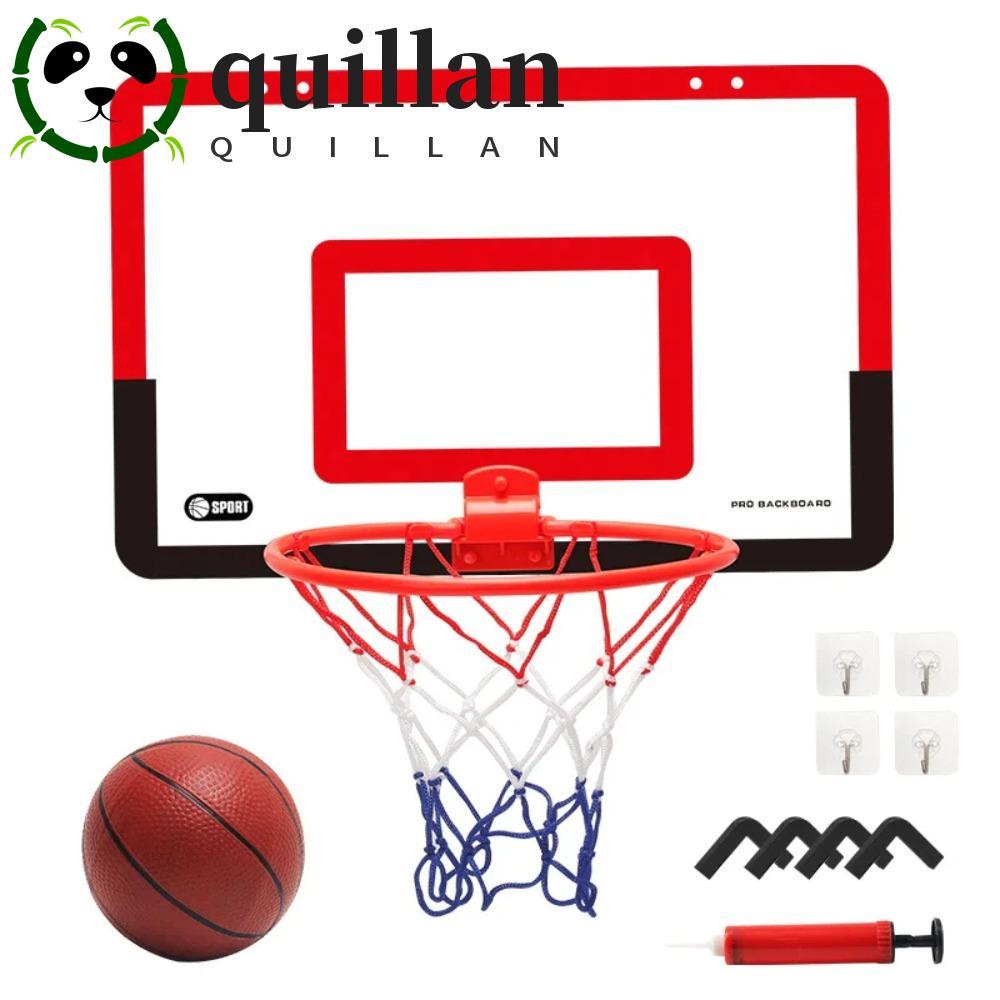 QUILLAN ชุดห่วงบาสเก็ตบอลในร่ม, Backboard Mini ห่วงบาสเก็ตบอลสําหรับเด็ก, ขนาดเล็กเกมพกพาสีดําสีแดงห่วงบาสเก็ตบอลแบบพกพาของเล่นออกกําลังกายที่บ้าน