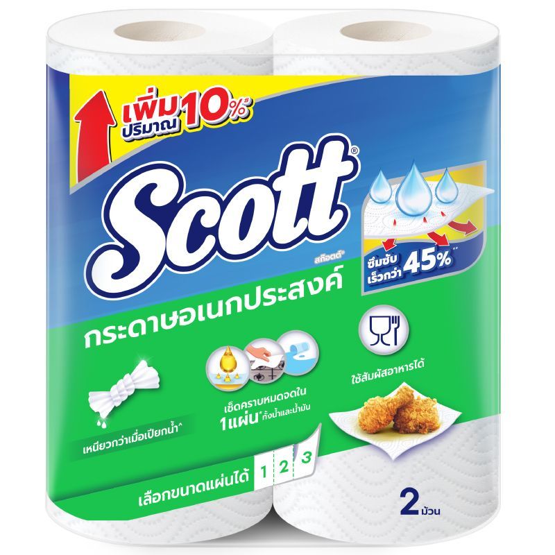 สก๊อตต์พิคอะไซส์กระดาษเอนกประสงค์ 6ม้วน Scott Pick A Size Paper Towel 6rolls [หมายเลขบาร์โค้ด 8850039121168 ]