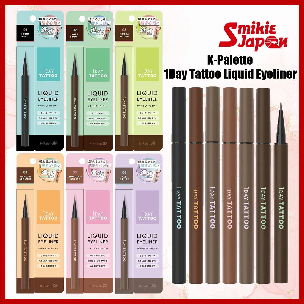 K-Palette 1DAY TATTOO Liquid Eyeliner Waterproof Long-Lasting Fine Tip Made in Japan