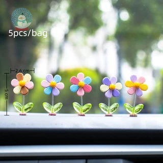 5ชิ้น/ถุง หัวกลมดอกไม้โยกได้ ตกแต่งรถแดชบอร์ด ของเล่นน่ารักตลก อุปกรณ์ภายในรถ ของประดับคอนโซล ชุดสำหรับผู้ชายผู้หญิง