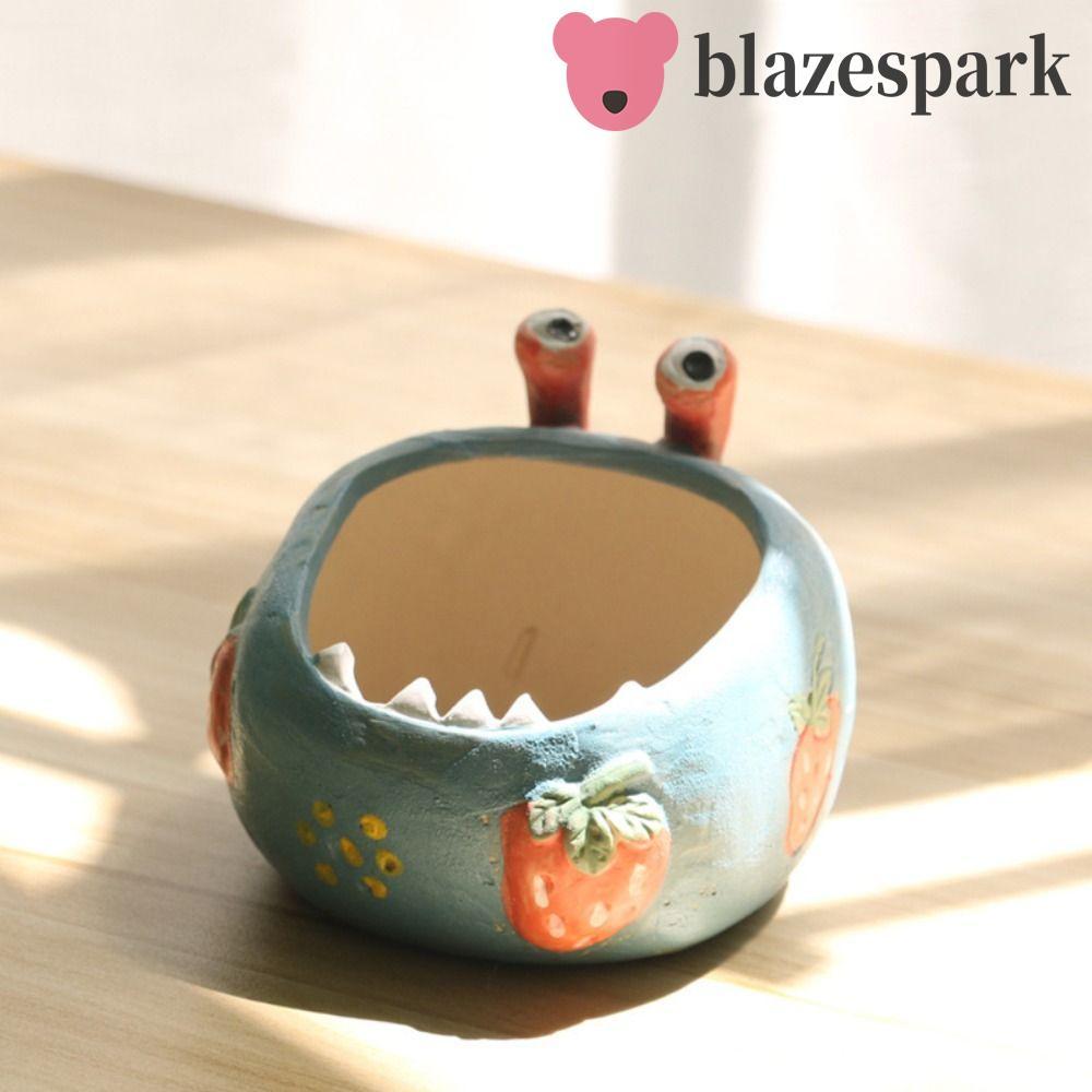BLAZESPARK Succulent กระถางดอกไม้, เซรามิคบุคลิกภาพกระถางต้นไม้,ดอกไม้คอนเทนเนอร์สร้างสรรค์การ์ตูน Hand Drawn แจกันดอกของขวัญ