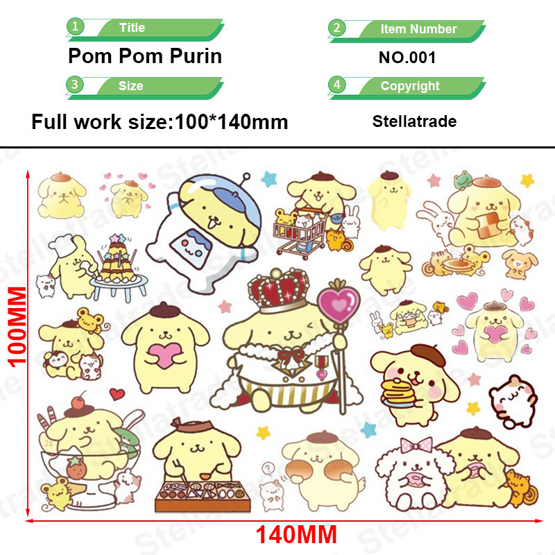 Sanrio Pom Purin การ์ตูนน่ารัก UV DTF สติ๊กเกอร์กันน้ํา รูปที่ 5
