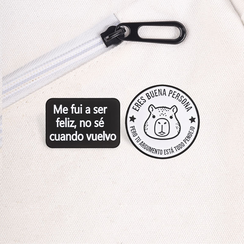 "Me Fui A Ser Feliz, No Sé Cuando Vuelvo" ข้อความ Pin I Went To Be Happy Quote เข็มกลัดโลหะผสม Minim
