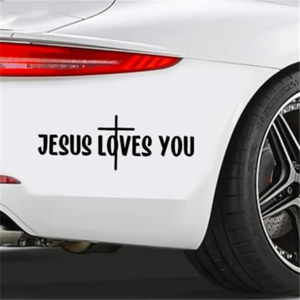 2PCS Jesus Loves You สติกเกอร์ไวนิล 7.87 "x2.76" - กาวทนทานสําหรับรถยนต์ Windows, แล็ปท็อป, รถบรรทุก