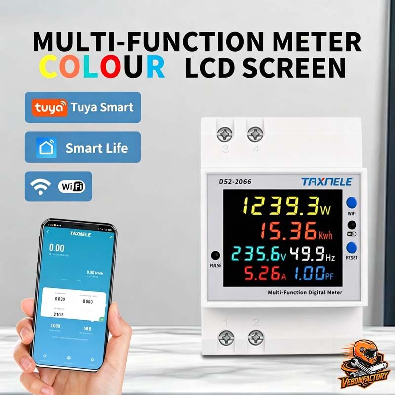 COD【จัดส่งรวดเร็ว!】เครื่องวัดแรงดันไฟฟ้าความถี่ D52-2066 6IN1 din rail AC monitor H