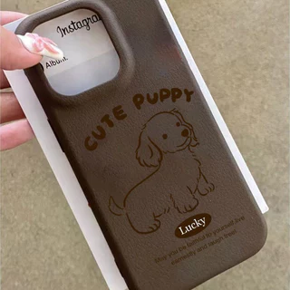 Iphone 16 15 14 13 12 11 Pro Max X Xr Xs Max เคสโทรศัพท์เส้นน่ารักลูกสุนัขสีลูกกวาดหนังนุ่มปกหลัง