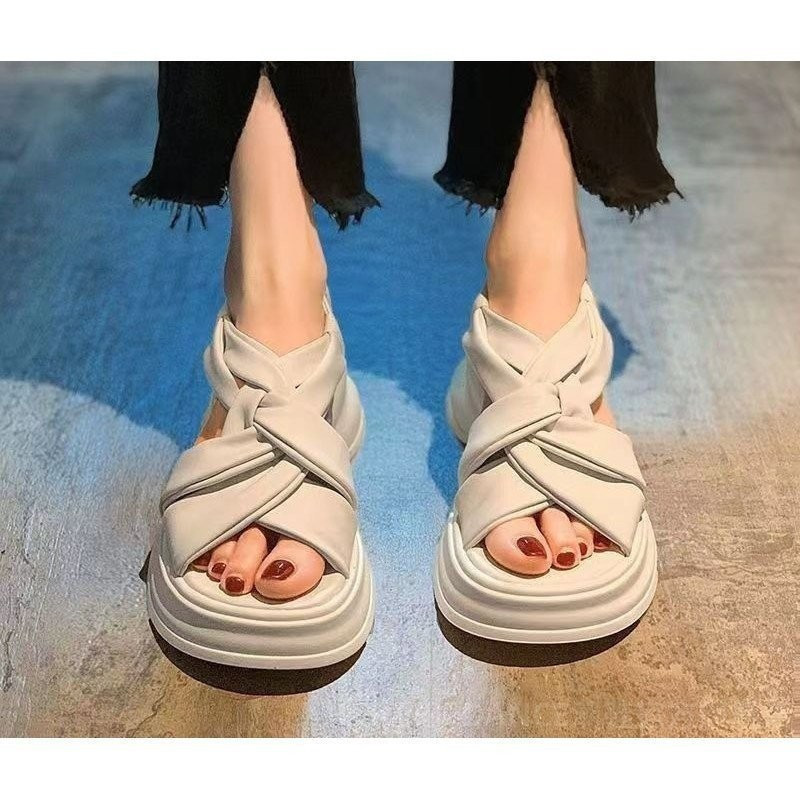 รองเท้าแตะผู้หญิงสวมใส่ด้านนอก 2024 ฤดูร้อนสไตล์ใหม่นักเรียนหนาSoled Anti-Slip รองเท้าชายหาด NMKO 5X