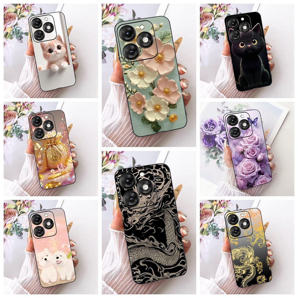 สําหรับ Tecno Spark 20 กรณีความงามแมวน่ารักแฟชั่นผีเสื้อตลกทาสีสําหรับ Tecno KJ5 KJ5n