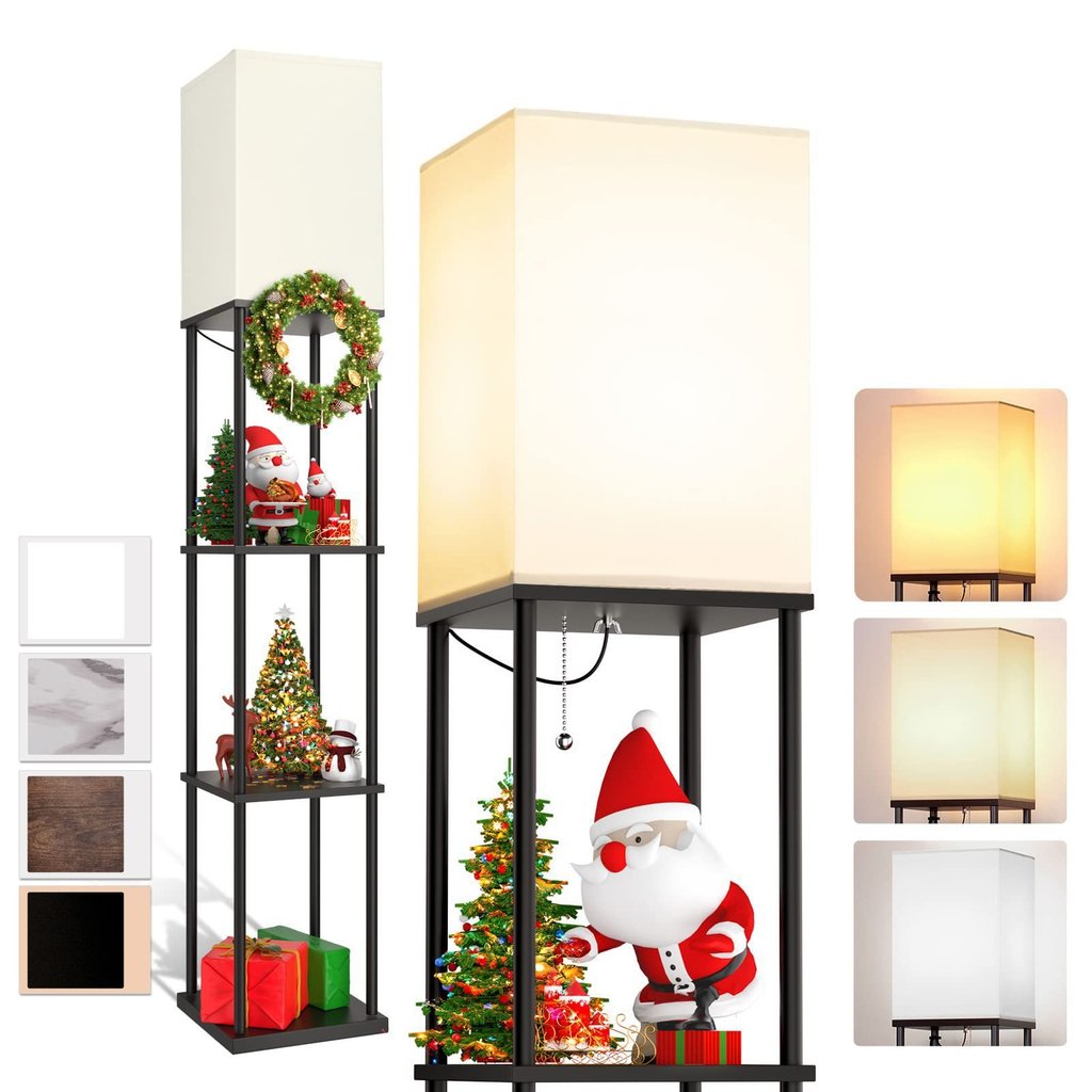 Best-selling shelf floor lamp, modern minimalist wooden bedroom shelf, standing table lamp, storage 