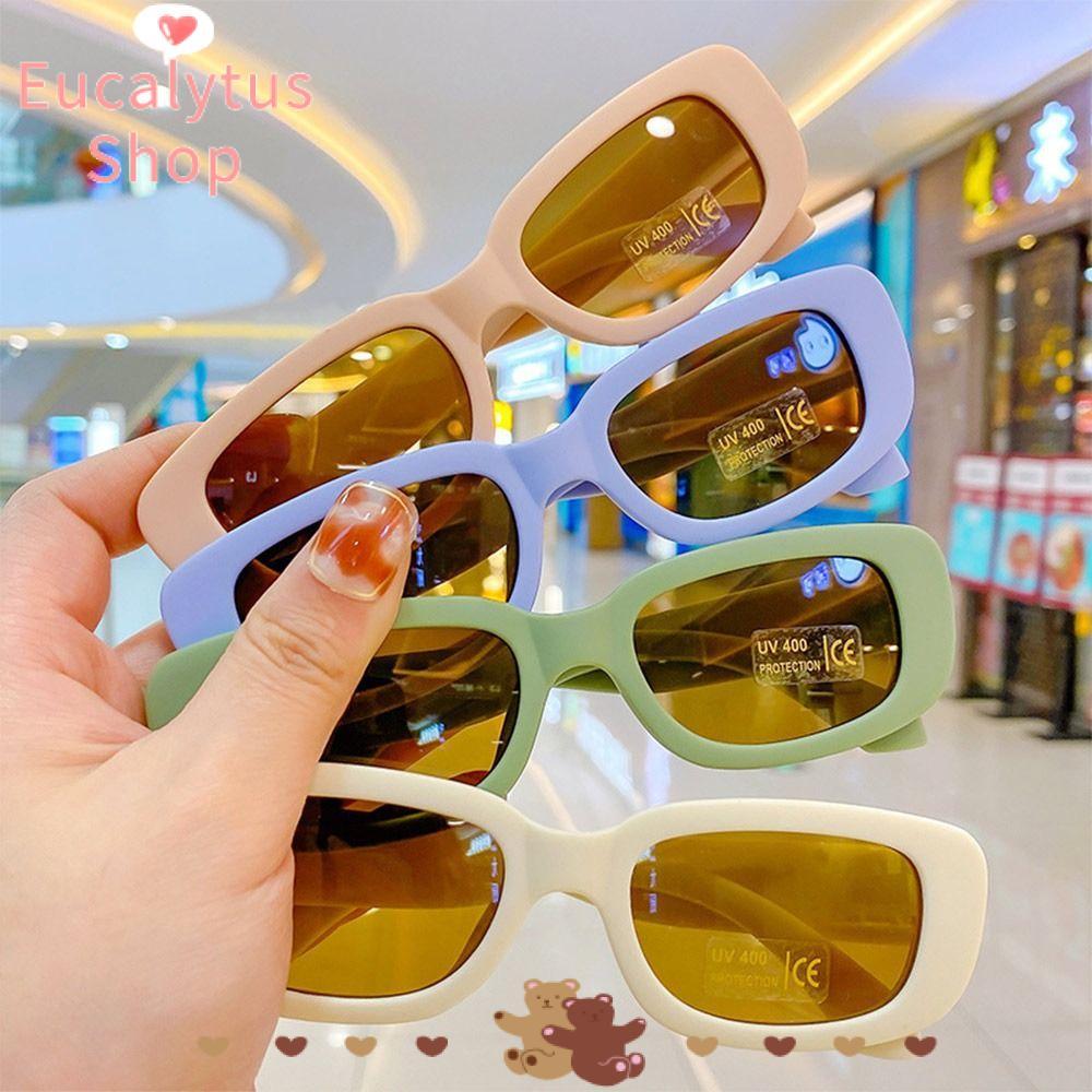 EUCALYTUSS Kids Oval Frame Sun Glasses, Outdoor Sun Protection Childrens Square Glasses, Cute Summer