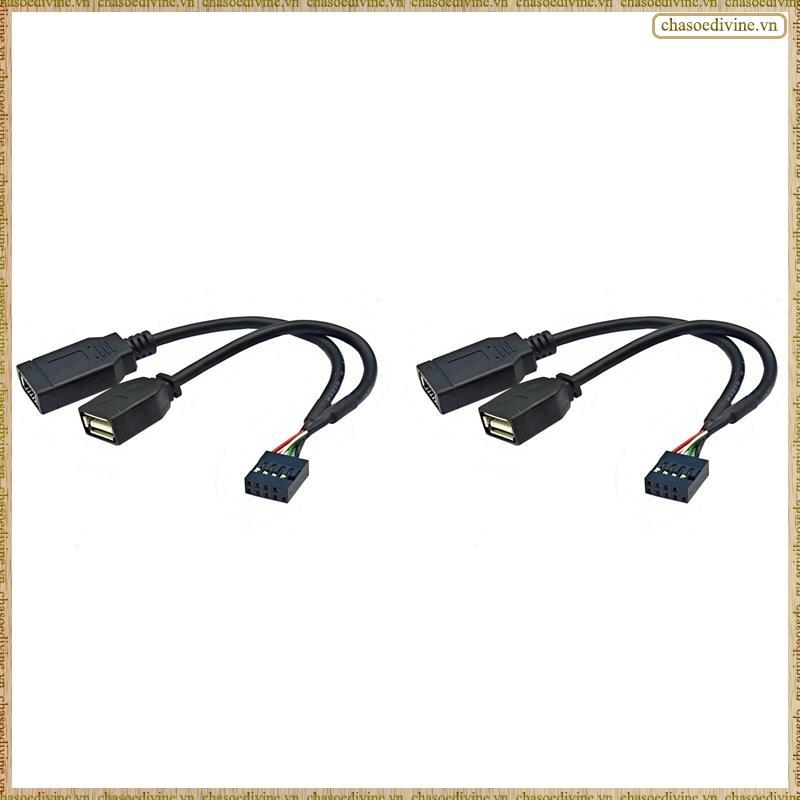 [KYOX] 2X USB 9PIN to USB-A ชายและ TYPE-E KEY-A สาย USB แผงด้านหน้าอะแดปเตอร์สาย USB 9PIN to USB2.0 