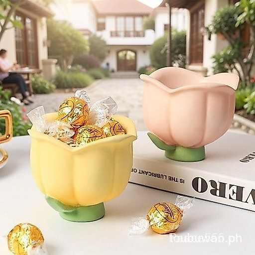 Molly Preferred น่ารัก Tulip Creative กล่องเก็บ Entrance Key เครื่องประดับเรซิ่นตกแต่งบ้านดอกไม้ D6A