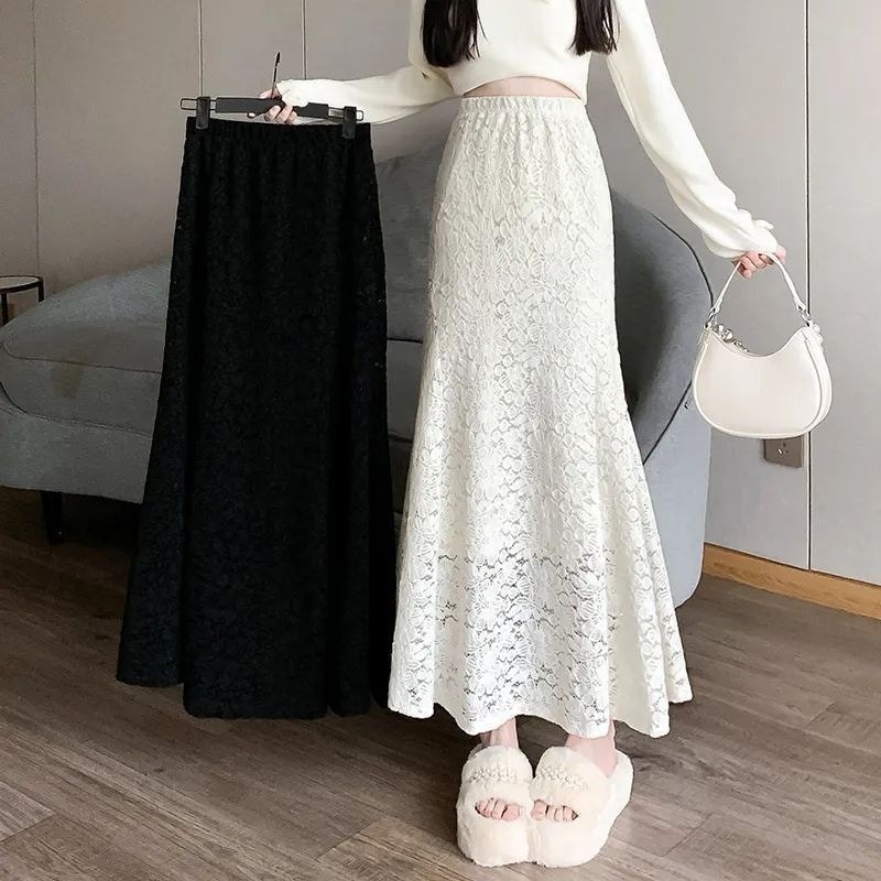 Spring Crochet Lace Fishtail Skirt Womens Fleece-Fleece-Fleece-Fleece-Fleece-Fleece-Fleece-Fleece-Fl
