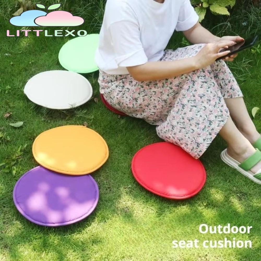 LITTLEX Round Chair Pad, Candy Color Washable Circular Chair Cushion, Simple Design ฟองน้ําหนาพร้อม Drawstring 30*30 ซม.เบาะสตูลสวน Patio ห้องครัวสํานักงาน