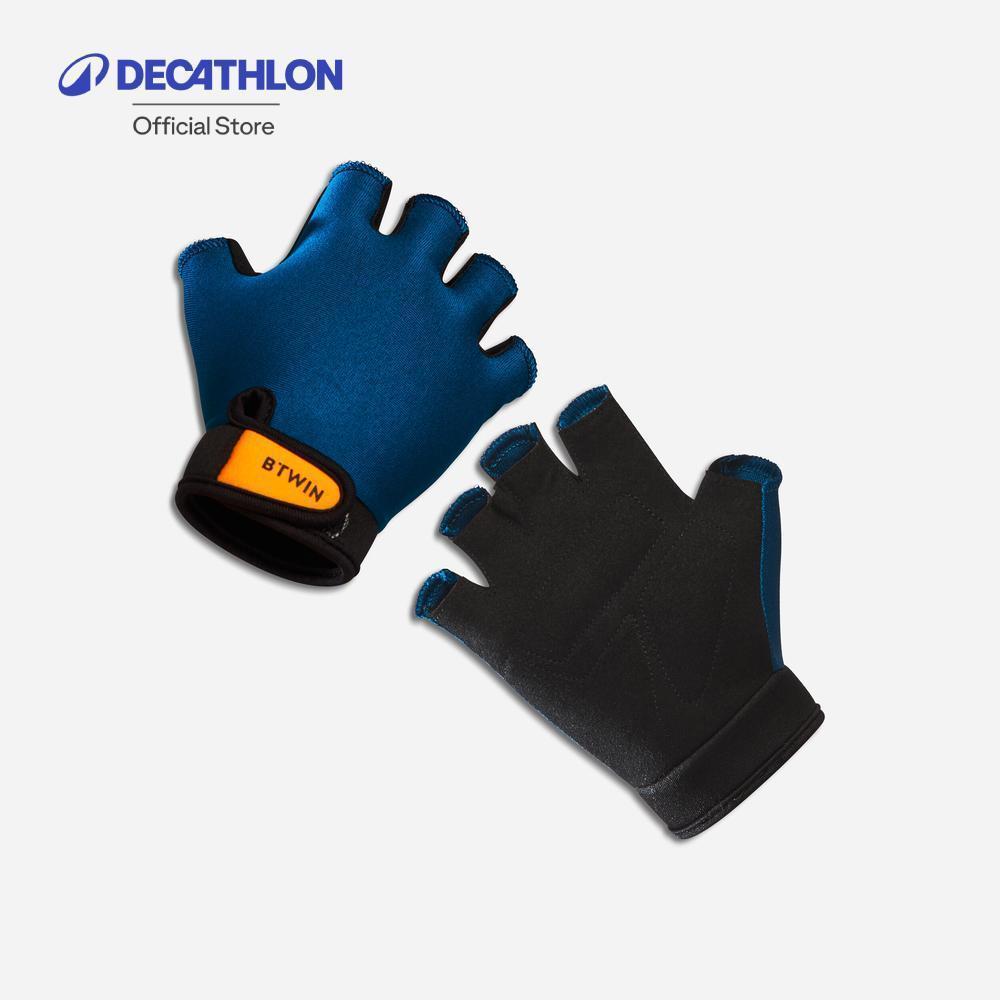 Decathlon Kids' Cycling Fingerless Gloves ถุงมือปั่นจักรยานแบบไม่มีนิ้วสำหรับเด็ก - Blue