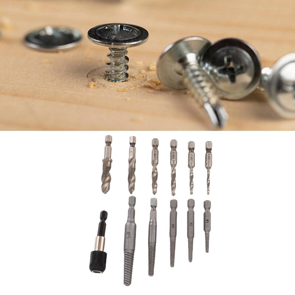 S2mwvn 11 ชิ้นสกรู Extractor ชุดชุดพร้อม Tap Extension Bar อะแดปเตอร์ 1/4in Hex Shank กล่องเก็บ