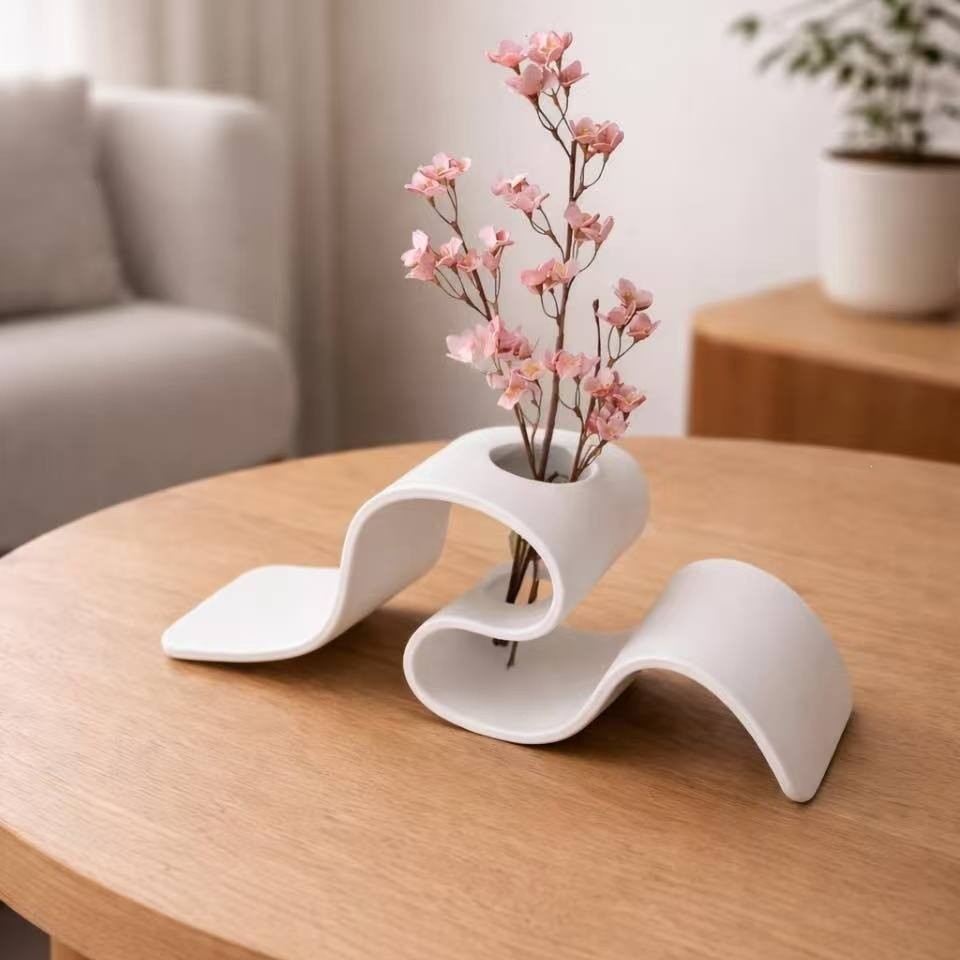 แจกันหยักโมเดิร์น S-Shaped Desktop Flower Holder Minimalist Home Decor เครื่องประดับ