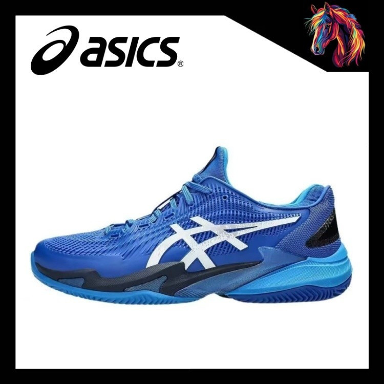 ASICS Court FF 3 พ.ย.รองเท้าผ้าใบต่ําสําหรับทั้งชายและหญิงรองเท้าเทนนิสสีดําสีน้ําเงินตัดต่ํา