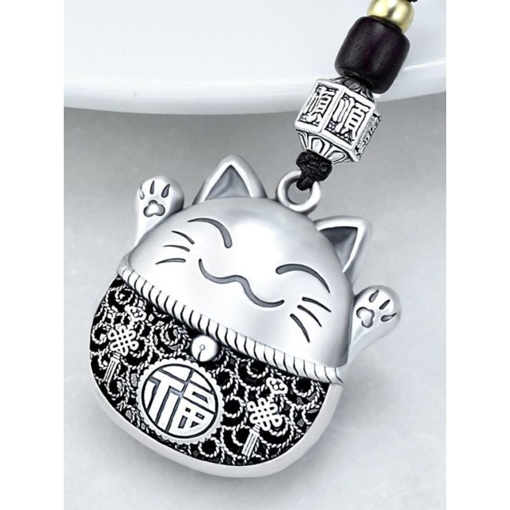 monster monster university S999 พวงกุญแจรถเงินสเตอร์ลิง Handmade Lucky Cat