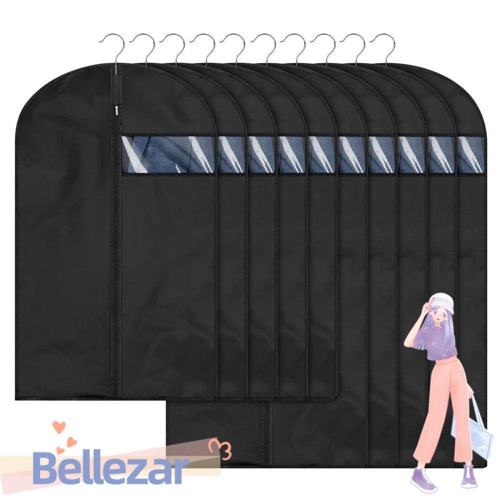 ผ้า BELLEZAR ถุงเก็บฝุ่น, ผ้าคลุมเสื้อผ้า PEVA กระเป๋าแขวน, กระเป๋าเสื้อผ้าที่ทนทาน สีดํา สีเทา กันฝุ่น ตู้ผ้า ออแกไนเซอร์ เสื้อสูท