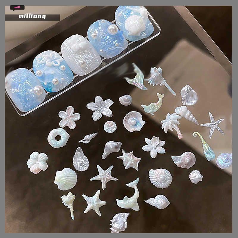 DREAMVEIL 1 ชิ้น Lily ดอกไม้ Sea Shell Conch Coral ปลาดาว 3D อะคริลิคเล็บแม่พิมพ์ตกแต่งเล็บ DIY ซิลิโคนเล็บแม่พิมพ์แม่พิมพ์