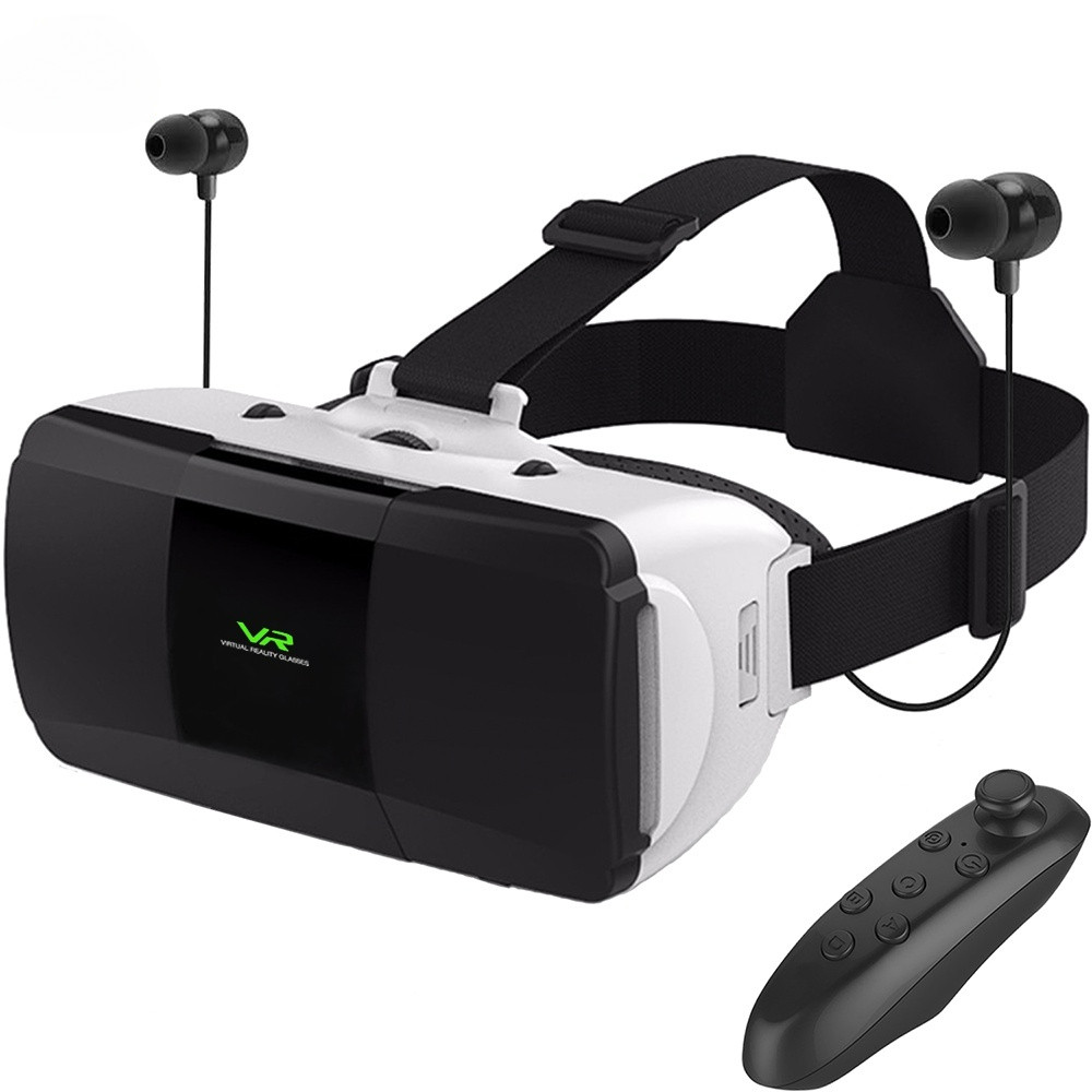 VVnice ชุดหูฟังบลูทูธเสมือนจริง VR แว่นตาหมวกกันน็อค 3D กล่อง, รองรับ 4.7-7 นิ้ว,VR