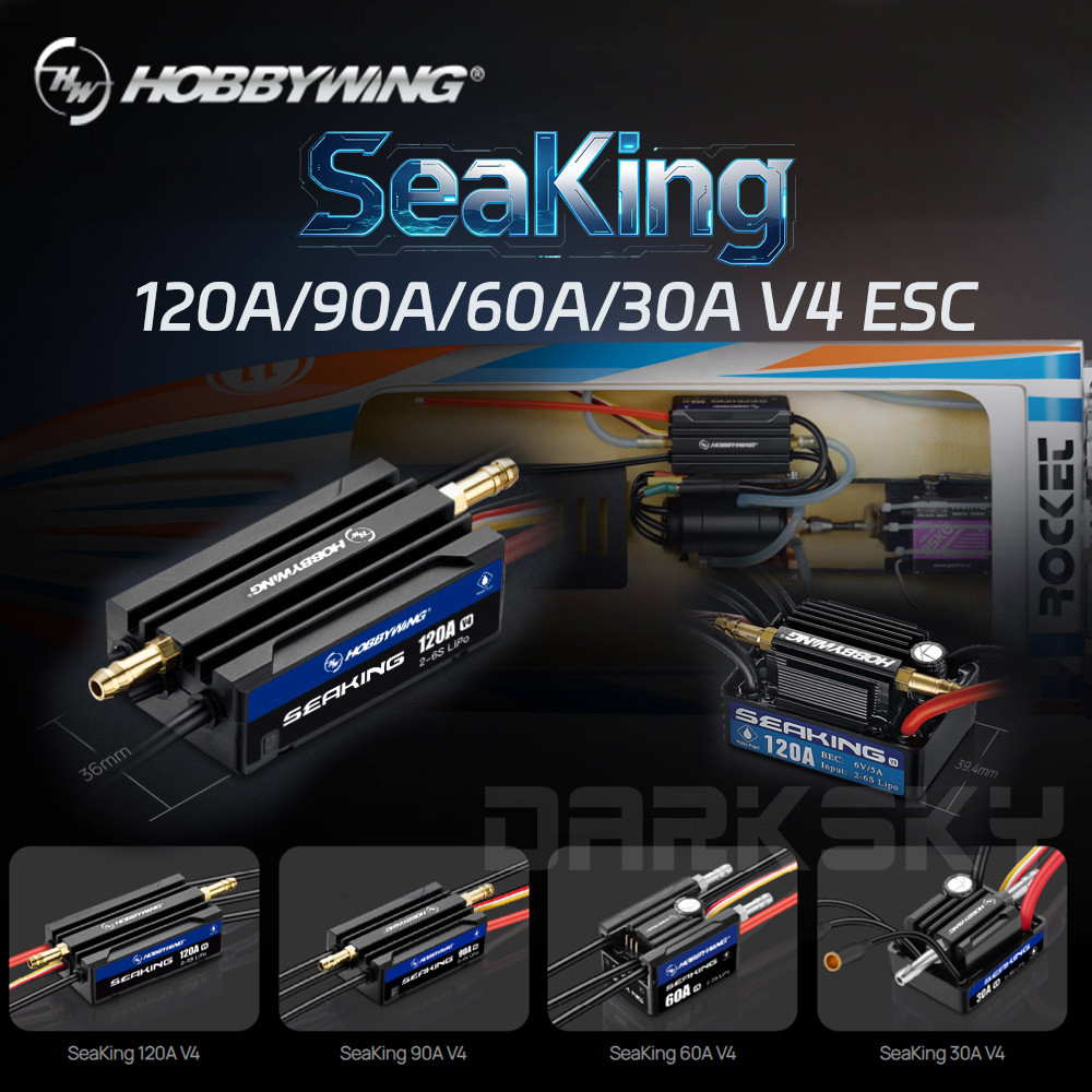 HOBBYWING Seaking V4 ESC RC เรือเรือของเล่นอุปกรณ์เสริม 30A 60A 90A 120A Brushless ESC