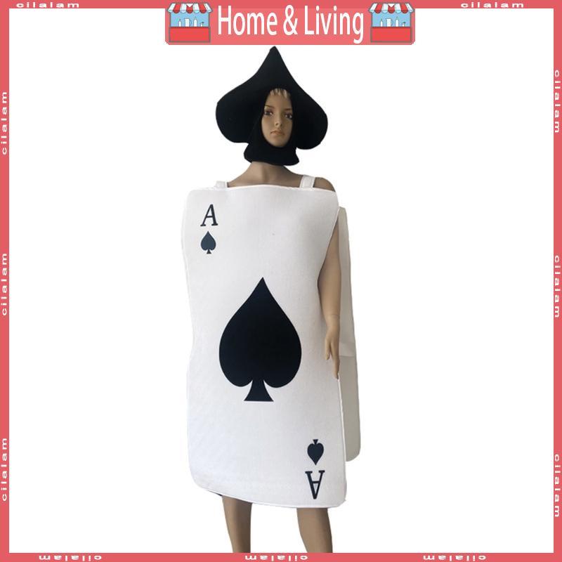 เครื่องแต่งกาย CI of Spades พร้อมชุดเดรสพิมพ์ลายหมวก Spades สําหรับคอสเพลย์ฮาโลวีน
