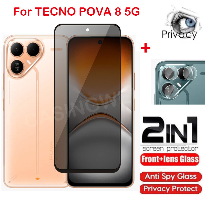 ป้องกันหน้าจอสําหรับ TECNO POVA 8 5G 2026 Tecno Pova8 7 Pro Ultra 4G 5G กระจกนิรภัยส่วนตัว Anti-Spy คลุมทั้งหมดป้องกันหน้าจอ Anti Peek ฟิล์มความเป็นส่วนตัว