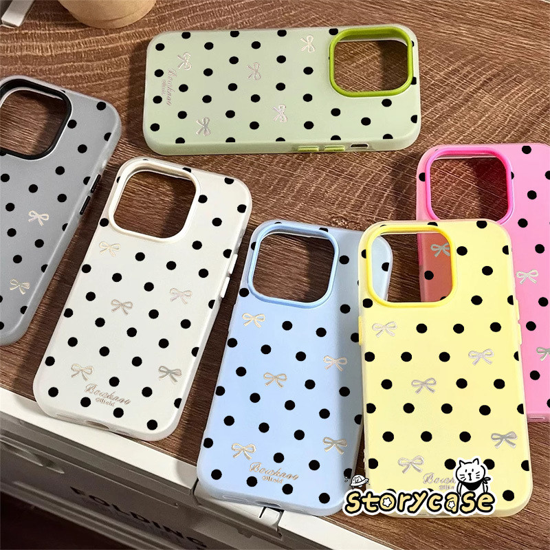 เคสสองชั้นลายจุดโบว์ ดีไซน์หวานเรียบง่าย OPPO Reno 5F 16 15 16F 8T 15F 5 11 10 12 13F 12F 13 14 14F 13F Reno 15 14 Pro