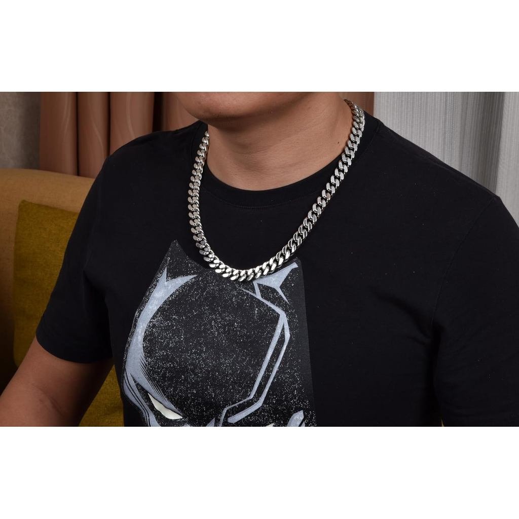 SDA Gold Plated กันน้ํา 316L Cuban Link Chain สร้อยคอสําหรับผู้ชายและผู้หญิง - เครื่องประดับงบแฟชั่น
