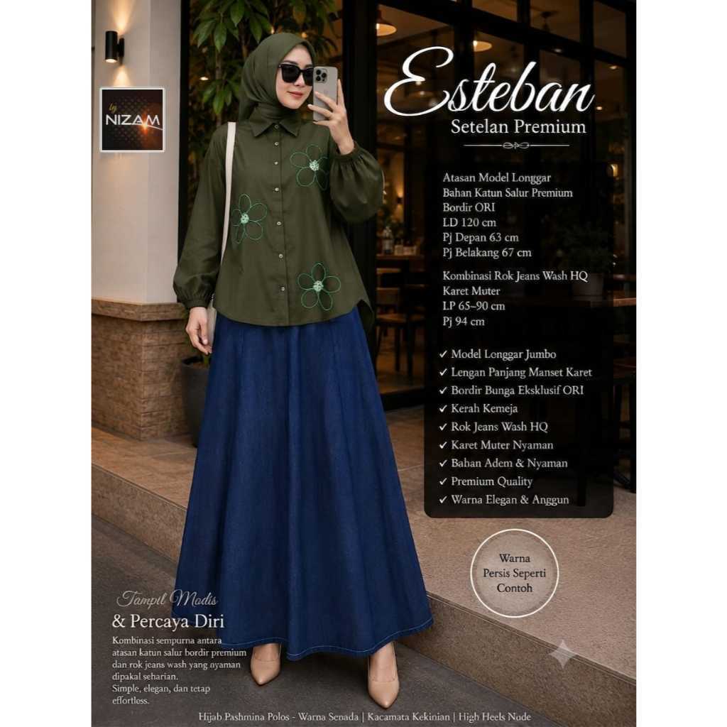 มีกลุ่มจําหน่ายขอแอดมิน er elrumi 1407 ESTEBAN SET SKIRT NIzAM FASHION NOVIISTUFF alya store
