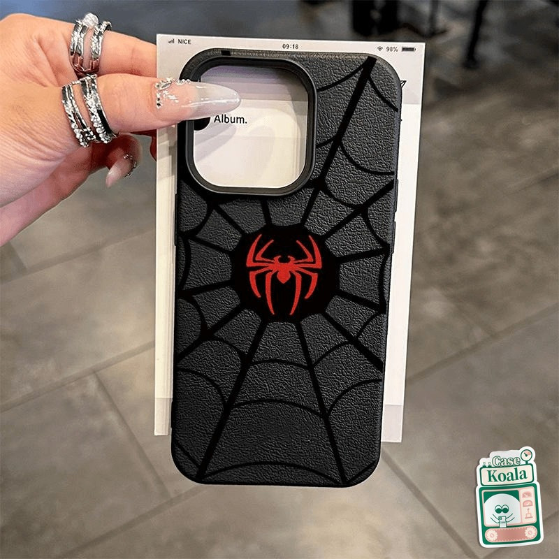 กรณี สำหรับ IPhone 11 17 13 16 15 12 14 Pro Max XR XS X Max 16 15 7 8 Plus เคสหนังลายสไปเดอร์แมนสุดเท่