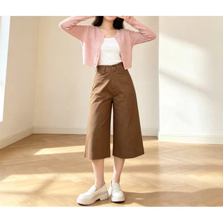 suzllrue7o กางเกง7ส่วนเอวสูง baggy ลุยสบาย 4สี #กางเกงขากว้าง #dailyoutfit # 6670-6673