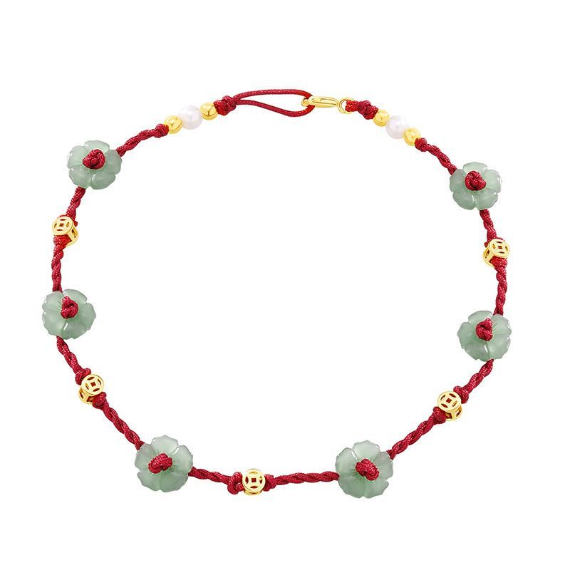 Rich Flower Pearl Anklet Niche Design กําไลข้อเท้าทอมือแฟชั่นระดับไฮเอนด์ข้อเท้าโซ่ทุกการแข่งขัน Cla