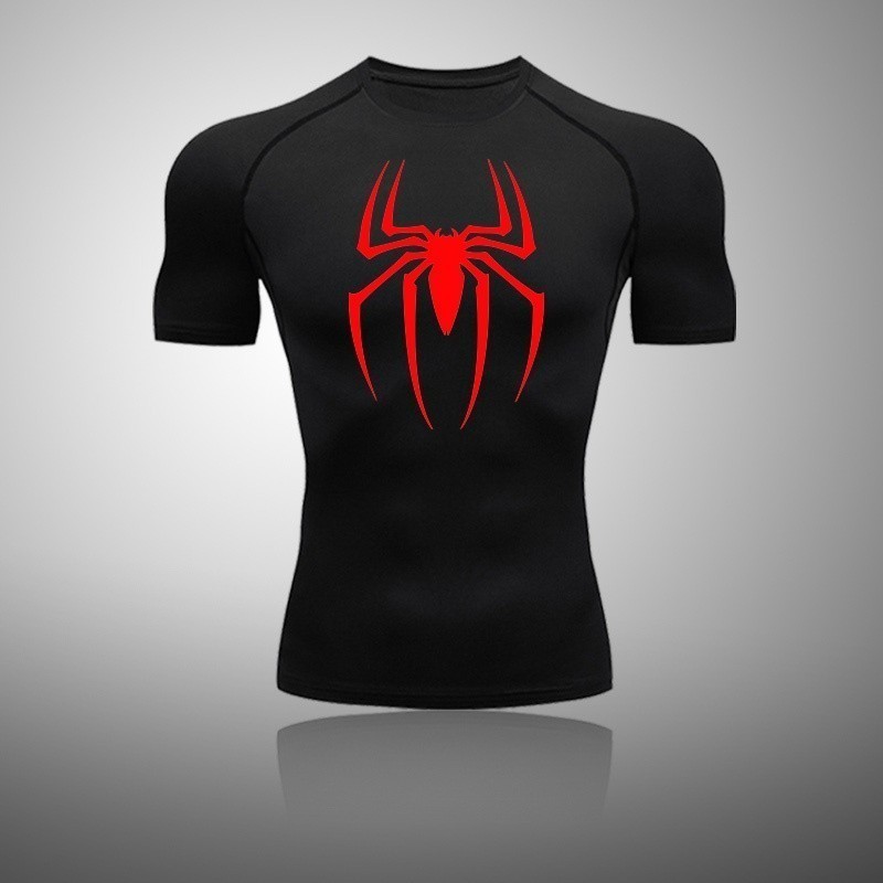 Spidermanquick Gym Dry Short Sleeves Shirt Mens Fitness Training T-Shirt Running Fitness Slimming T-