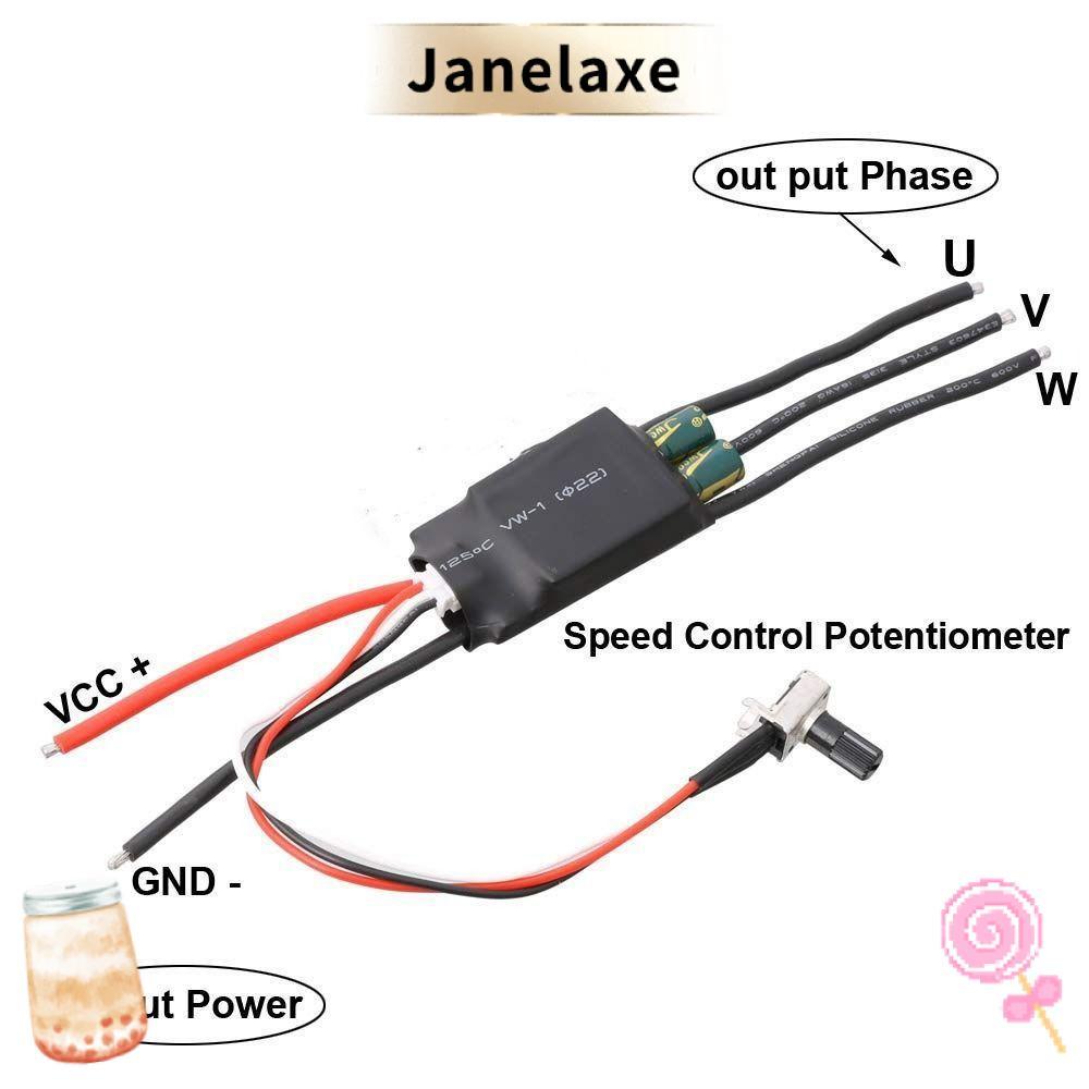 JANELAXE มอเตอร์ไร้แปรงถ่าน, DC 7-24V Potentiometer Hallless DC มอเตอร์ไดรฟ์, 200W BLDC DC Brushless