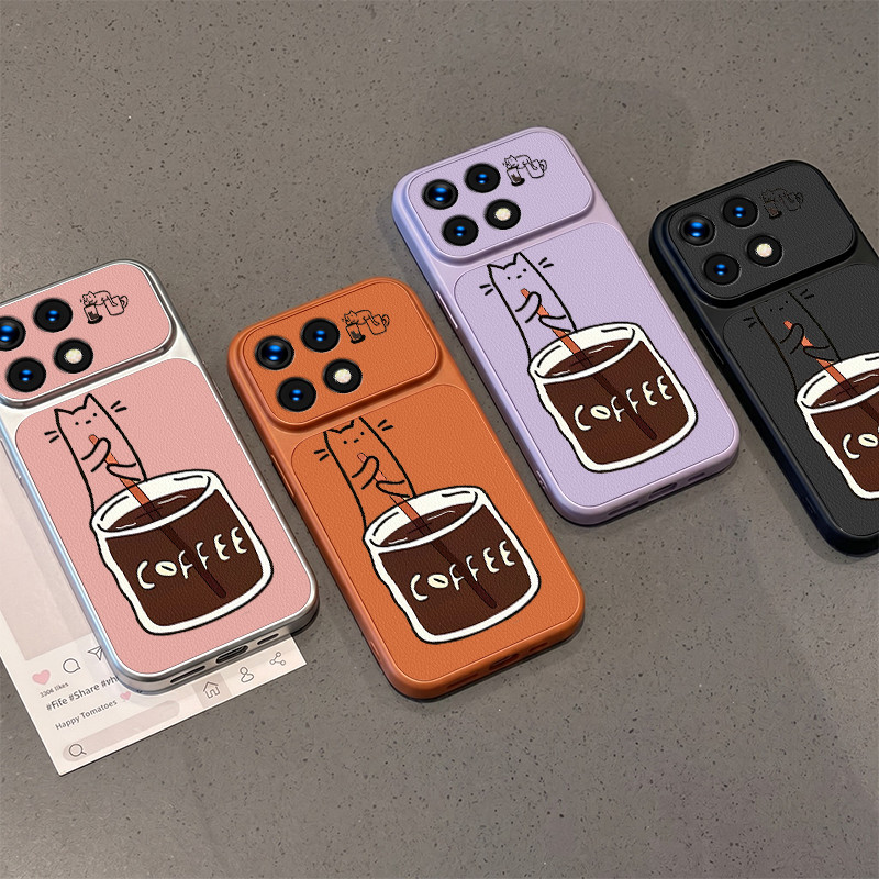 สําหรับ poco x6 F6 M6 F7 M7 F8 PRO 4G redmi 13c 5g F8 ULTRA 5G เคสโทรศัพท์ Softcase กันกระแทกความงามน่ารักกาแฟแมวสําหรับสาว KNKFCM1