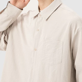 REYE เสื้อเชิ้ตทำงานผู้ชาย แขนยาว ผ้าไอซ์ซิลค์ สีดำ ลายทแยง นุ่มลื่น ใส่สบาย ไม่ร้อน